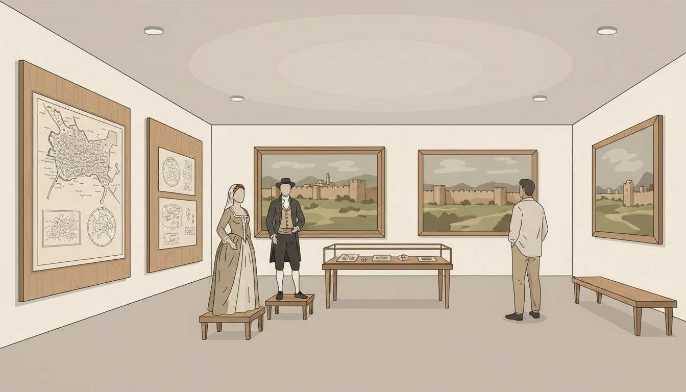 Leventis Museum room with historical exhibits and artefacts from Nicosia's past.